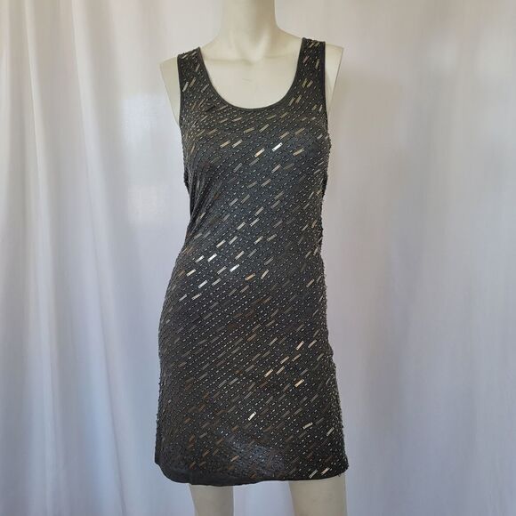 Haute Hippie Grey Embellished Beaded Cocktail Party Dress Size M - Picture 2 of 10